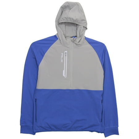 RLX Ralph Lauren Men's Solid Hooded Zip Sweatshirt Blu/Gry 2XL