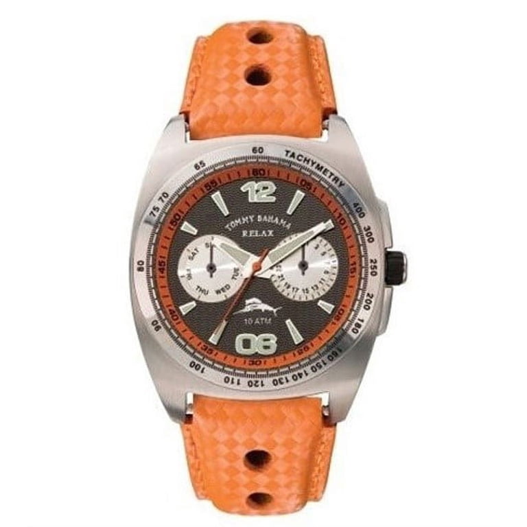 RLX1018 Men's Orange Leather Strap Black Dial Watch - Walmart.com