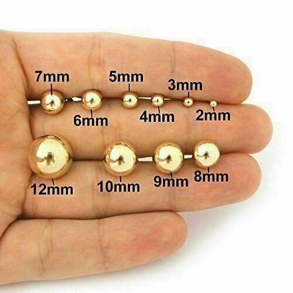 RM 14K Gold-Plated Ball Stud Earrings, Sterling Silver, 3MM-12MM
