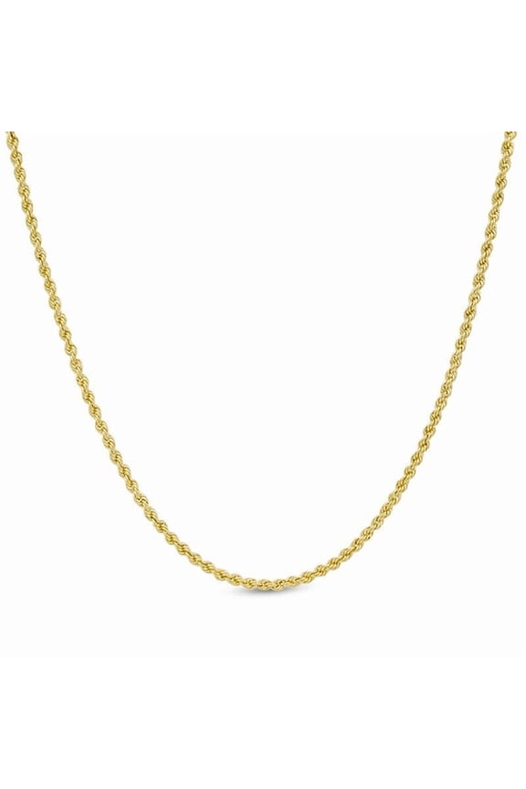14K Yellow Gold Rope Necklace Chain, 16"-30", Thin Hollow Chain, (Velvet Gift Pouch)