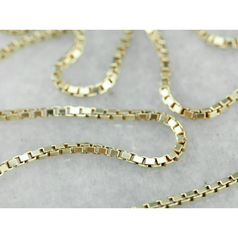14K Yellow Gold Thin Box Chain Necklace 16 Inches, Includes