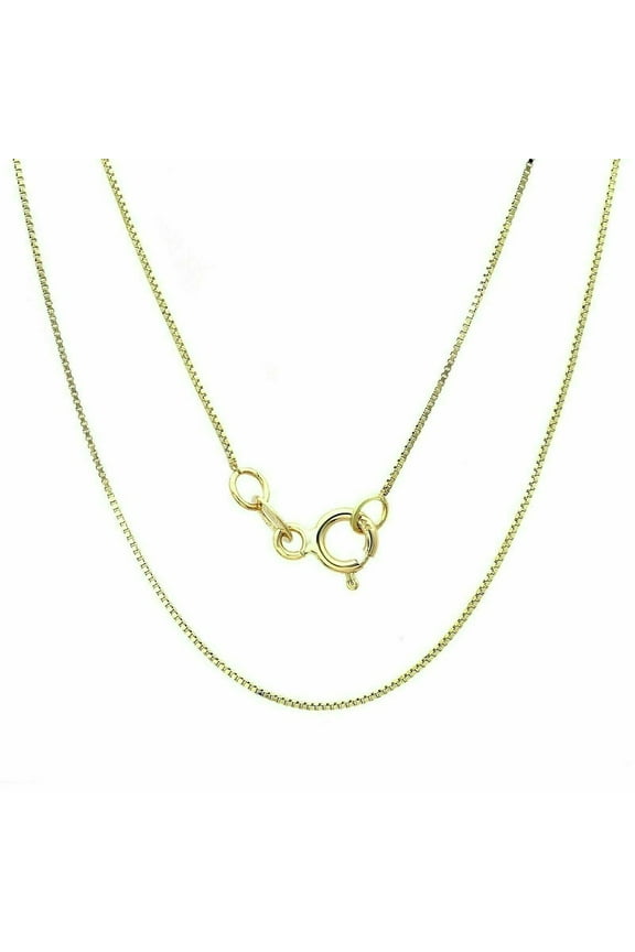 14k Yellow Gold Box Chain Necklace 1MM Pure 14 Karat Gold Necklace, 16''-30' Men Women Unisex Teens 14k Box Chain Necklace 22''