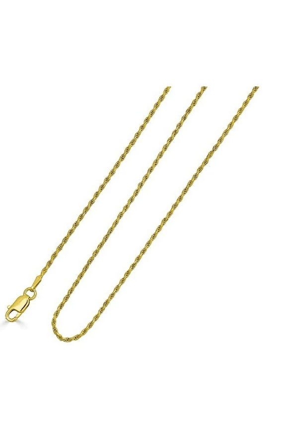 14k Yellow Gold Diamond Cut Rope Twisted Braided Chain Necklace 1.8MM Pure 14 Karat Gold Necklace, 16''-30' Men Women Unisex Teens 14k Rope Chain Necklace 16''