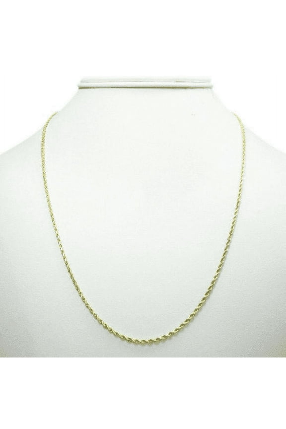 14k Yellow Gold Diamond Cut Rope Twisted Braided Chain Necklace 1.8MM Pure 14 Karat Gold Necklace, 16''-30' Men Women Unisex Teens 14k Rope Chain Necklace 26''