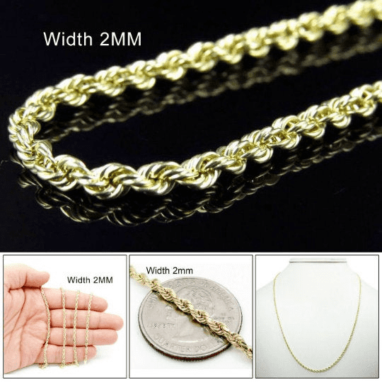 RM 14k Yellow Gold Diamond Cut Rope Twisted Braided Chain Necklace