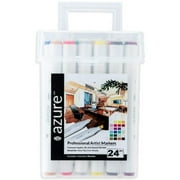 Royal & Langnickel Azure Alcohol Markers, with Case, Fine and Broad Chisel, Assorted Colors, 24 Count