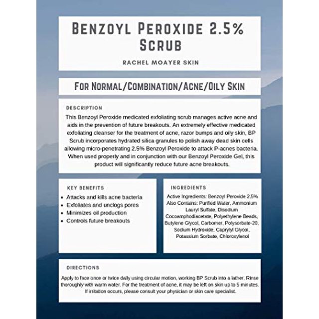 RM Benzoyl Peroxide Face & Body Scrub 2.5 Medical grade Micronized