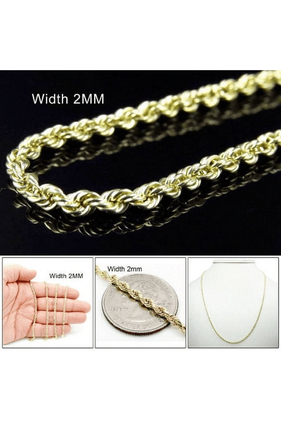 Necklace 14k, Yellow Gold, 16-30 inch, Rope Chain