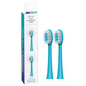 RM Oral Wave Sonic Replacement Toothbrush Heads, Soft, Aquamarine - 2 Count