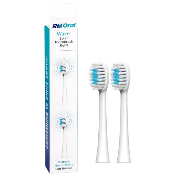 RM ORAL Wave Sonic Replacement Toothbrush Heads, Soft Bristles, 2 Count, White