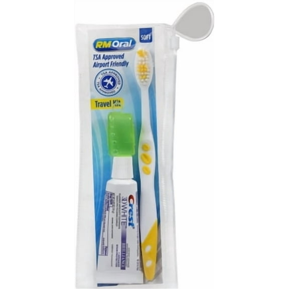 RM Oral Adult Travel Kit Soft Toothbrush and Cap, Toothpaste, 1 Ea