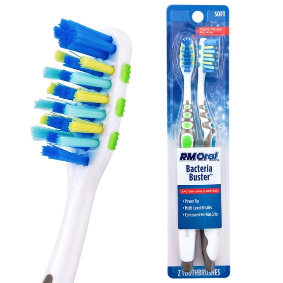 RM Oral Bacteria Buster Toothbrushes, Soft - 2 Count