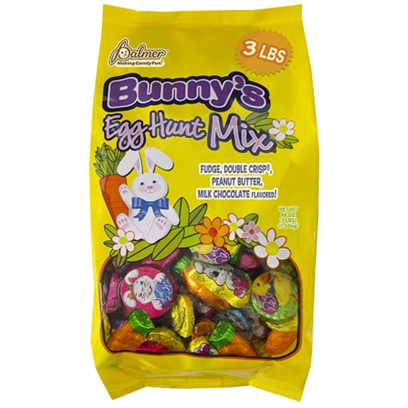 RM Palmer Bunny's Egg Hunt Mix, Fudge, Double Crisp, Peanut Butter, Milk Chocolate Candy, 48 oz