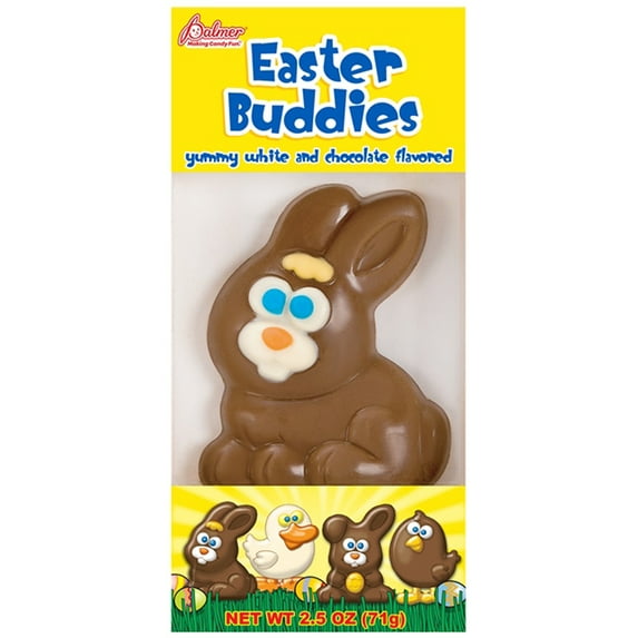 RM Palmer Decorated Easter Buddies White and Milk Chocolate Flavored Candy, 2.5 oz, 1 Count