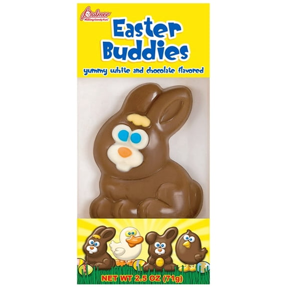 RM Palmer Decorated Easter Buddies White and Milk Chocolate Flavored Candy, 2.5 oz, 1 Count