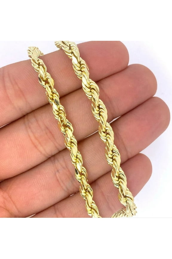 Real 10k Yellow Gold Necklace, 5mm, Rope Chain