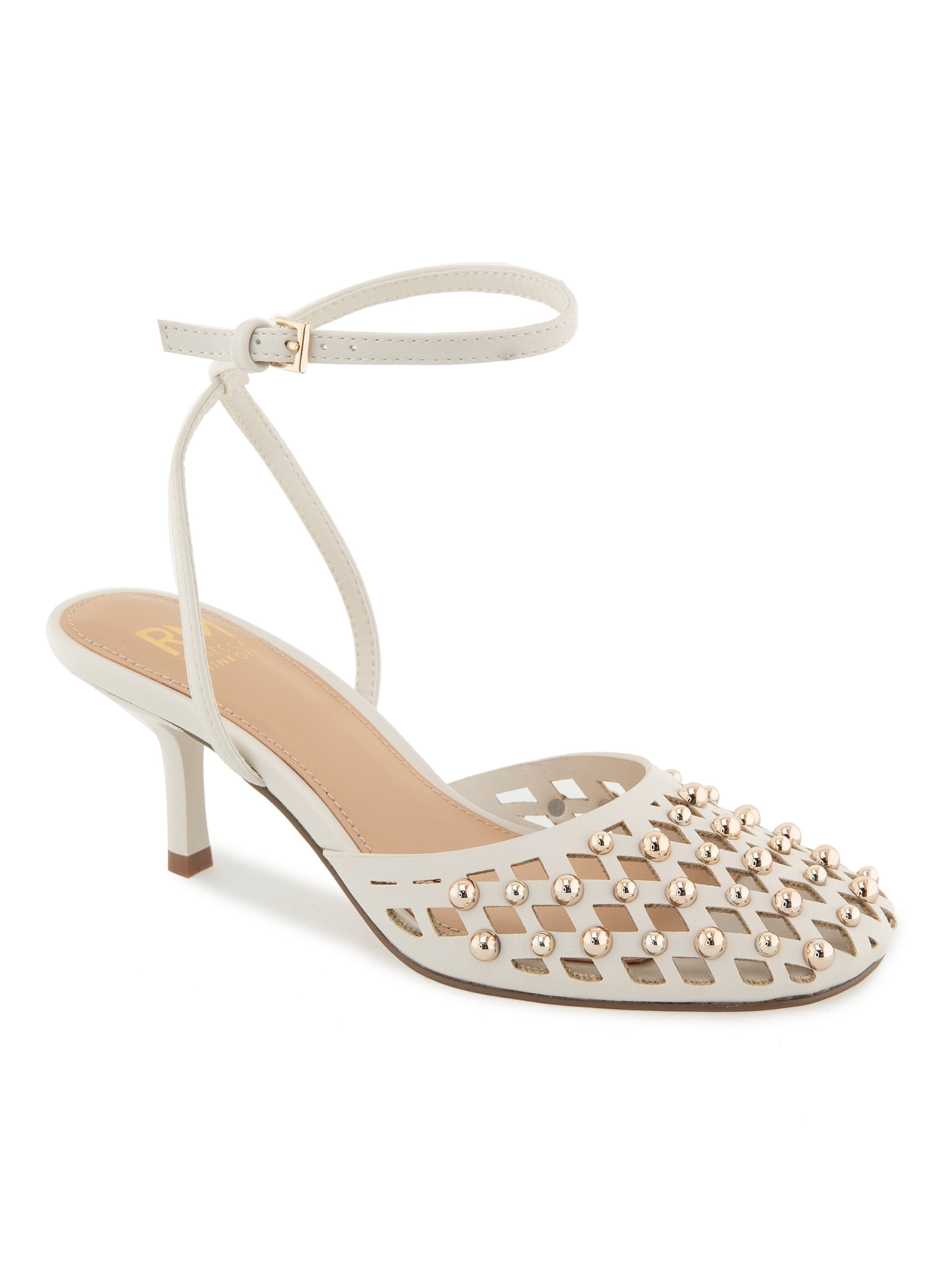 RM Rebecca Minkoff Women's Fiona Studded Kitten Heel with Ankle Strap