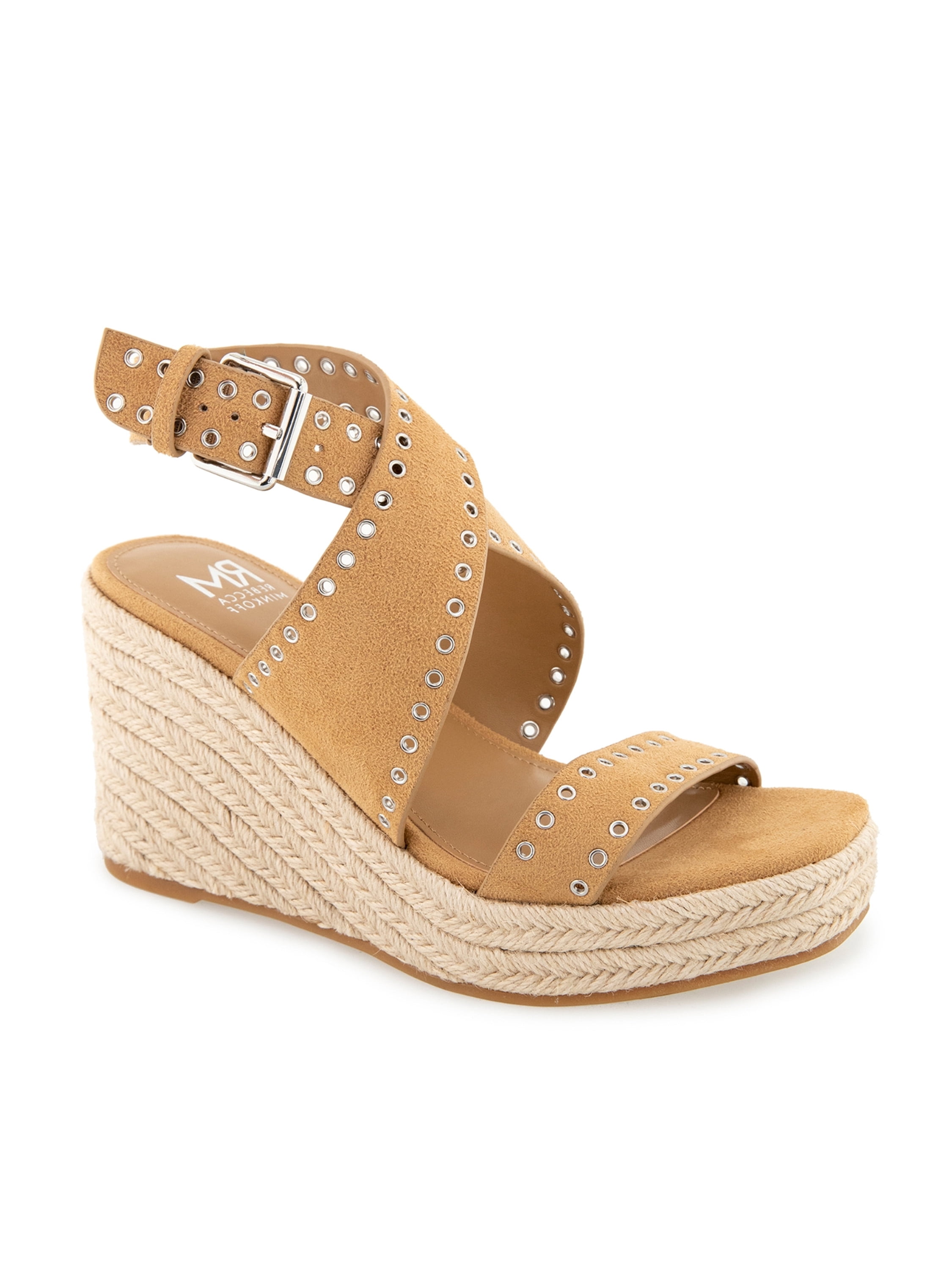 RM Rebecca Minkoff Women's Gemma Studded Ankle Strap Wedge Sandal