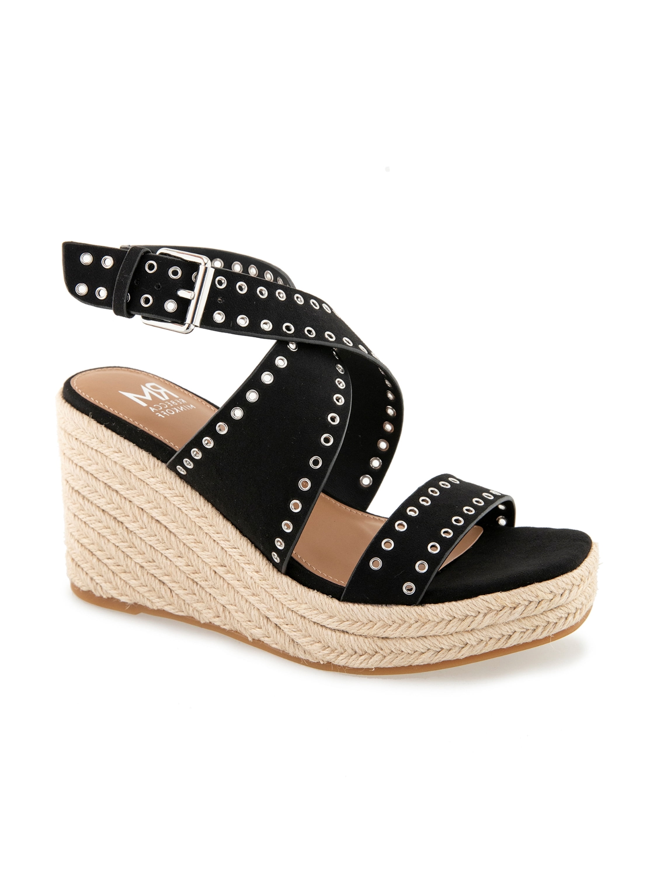 RM Rebecca Minkoff Women's Gemma Studded Ankle Strap Wedge Sandal