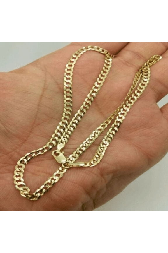 RM Solid 10k Yellow GoldFilled Necklace, Link Chain RM 10K Solid Yellow Gold Cuban Link Chain Necklace, 2.00MM, 16"-24"