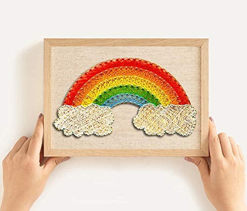 RM Studio DIY String Art Kit with All Necessary Accessories and Frame for Kids Students, Adult Crafts Kit, Home Wall Decorations Unique Gift (Rainbow)