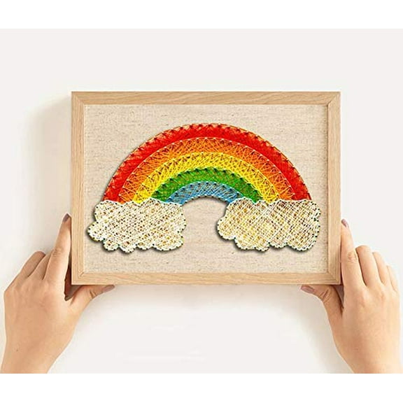 RM Studio DIY String Art Kit with All Necessary Accessories and Frame for Kids Students, Adult Crafts Kit, Home Wall Decorations Unique Gift (Rainbow)