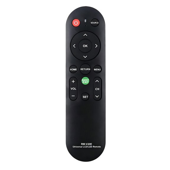RM-V20E LCD LED Remote Controller, Black Handheld Replacement Control with Source, Channel and Direction Buttons for Daily Home Viewing