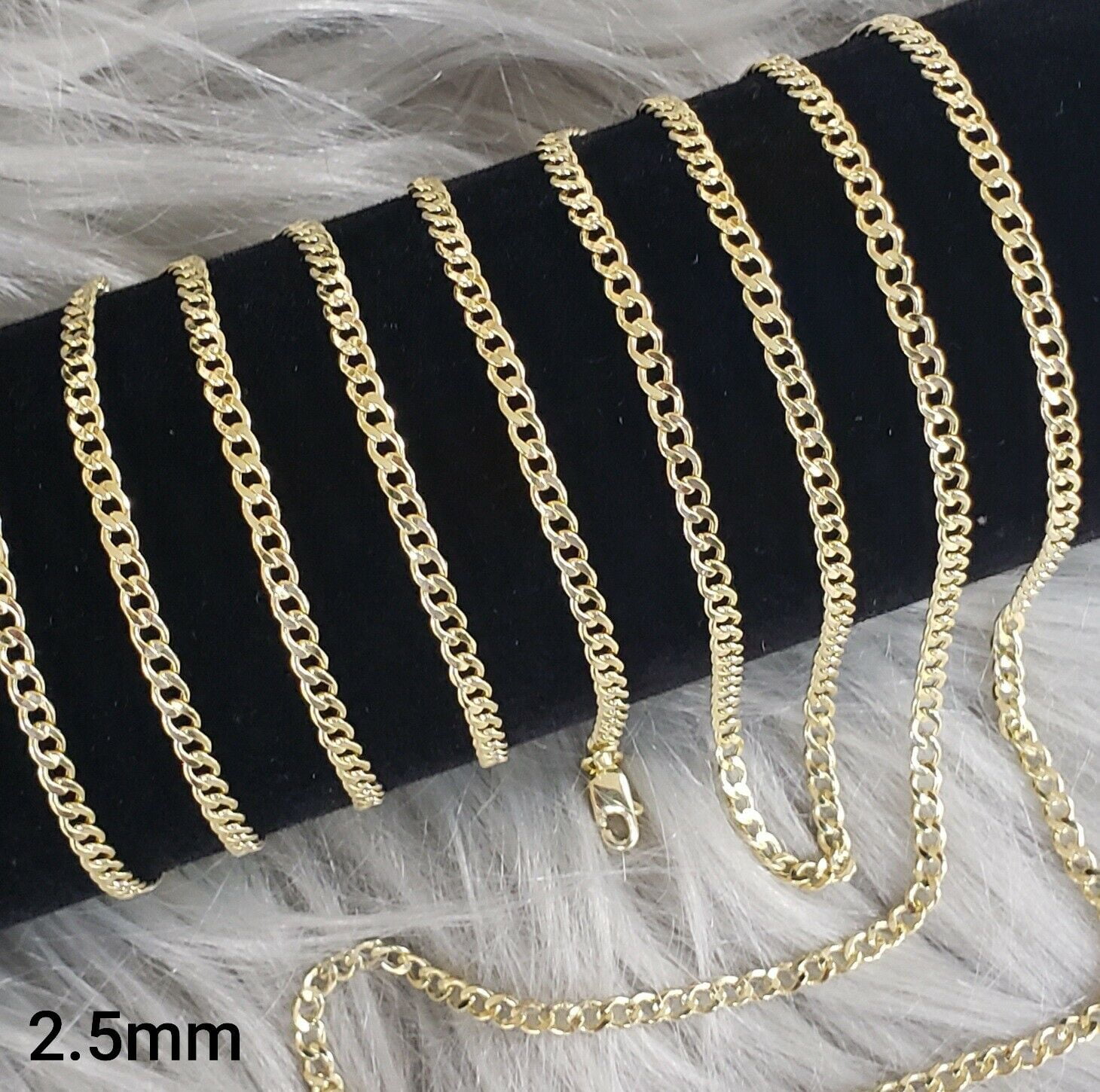 RM Yellow Gold 10k Necklace, 16in-30in, Cuban Curb Chain