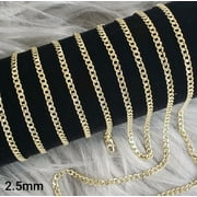 RMZ GOLD NYC 10K Yellow Gold Cuban Curb Chain Necklace 16"- 30" Link Chain 2.5mm-7mm (18",2.5mm)