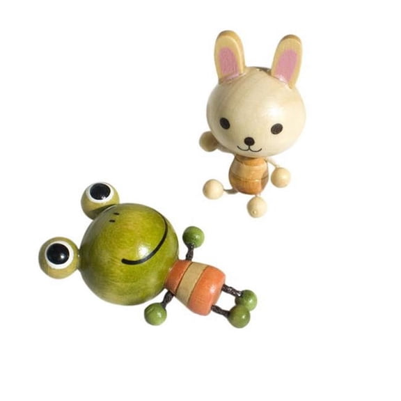 RM004-RAFR Rabbit and Frog - Refrigerator Magnets - Animal Magnets (Set of 2)