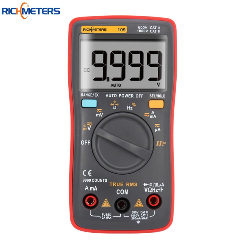 RM109 Palm-size True-RMS Digital Multimeter 9999 counts Square Wave Backlight AC DC Voltage  Ammeter Current Ohm Auto/Manual