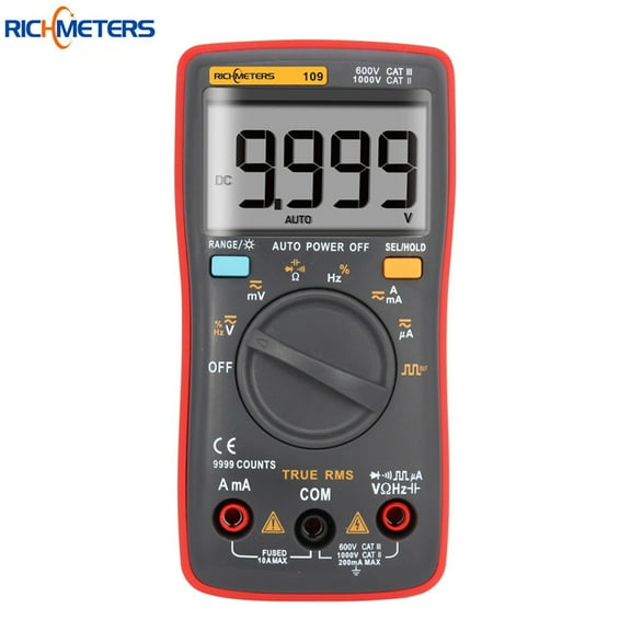 RM109 Palm-size True-RMS Digital Multimeter 9999 counts Square Wave Backlight AC DC Voltage Ammeter Current Ohm Auto/Manual