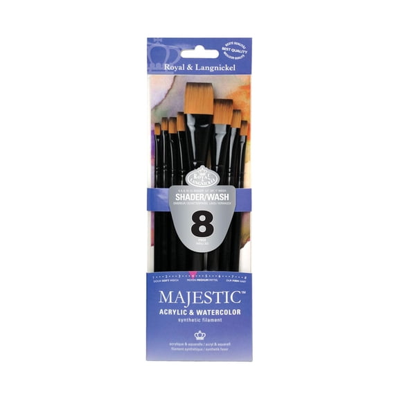 RMAJ-303 | Majestic™ Standard Handle 8pc Flat/Shader Brush Set