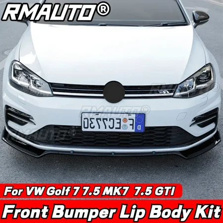 RMAUTO Carbon Fiber Car Front Bumper Splitter Lip Diffuser Deflector Guard Cover For VW Golf 7 MK7 MK7.5 GTI 2014-2020 Body Kit