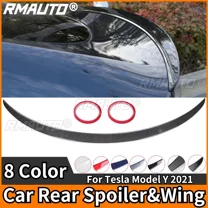 RMAUTO Carbon Fiber Car Rear Trunk Spoiler Performance Type For Tesla Model Y 2021 Spoiler Wing Rear Trunk Lip Car Exterior Part