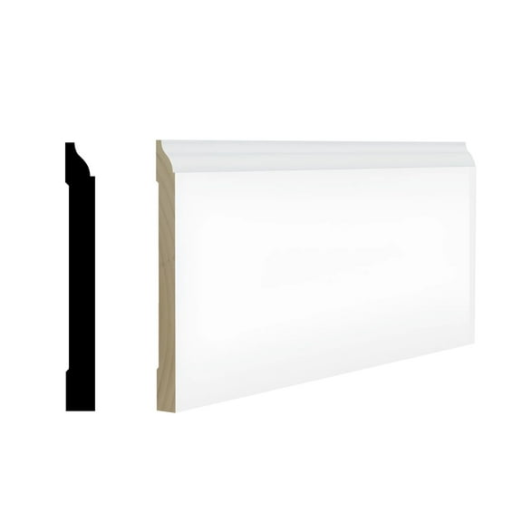 RMB 618 9/16 in.D x 5 1/4 in. W x 96 in. L Primed Finger-Joined Pine Baseboard Molding 20-pcs 160 Ft Total