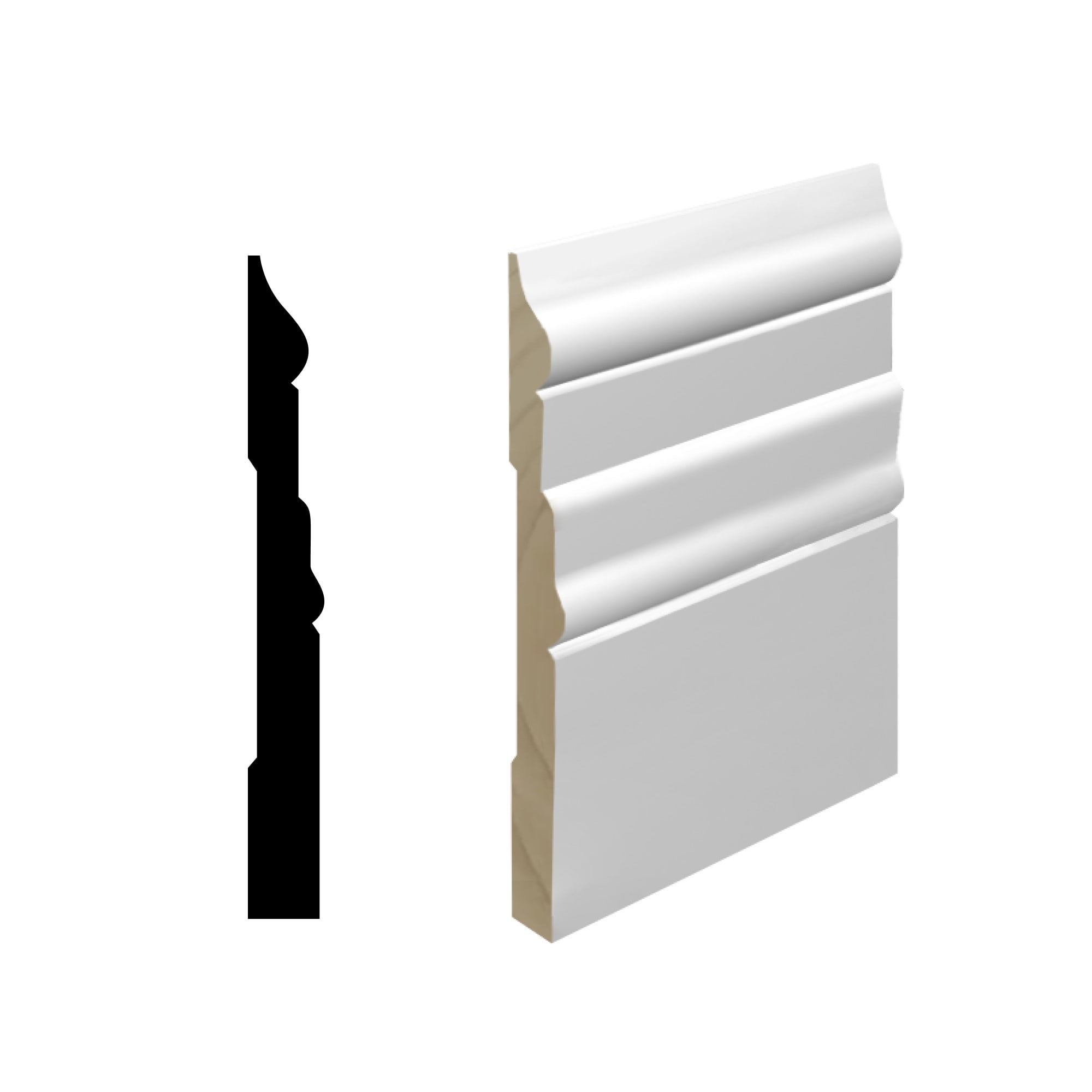 6.25'' H x 96'' W Primed Pine Finger-Jointed Baseboard Molding
