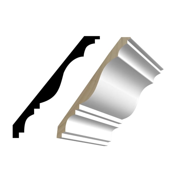 RMC M61 9/16 in.D x 6 1/4 in. W x 96 in. L Primed Finger-Joined Pine Crown Molding 20-pcs 160 Ft Total