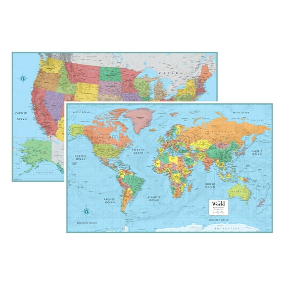 RMC Signature United States USA and World Wall Map Set