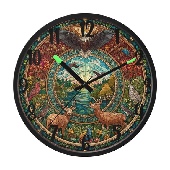 RMDQTR 12 Inch Sound-Activated LED Night Light Wall Clock Silent Sweep Movement Acrylic Face Battery-Operated for Bedroom/Living Room/School / Animal World