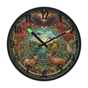 RMDQTR 12 Inch Sound-Activated LED Night Light Wall Clock Silent Sweep Movement Acrylic Face Battery-Operated for Bedroom/Living Room/School / Animal World