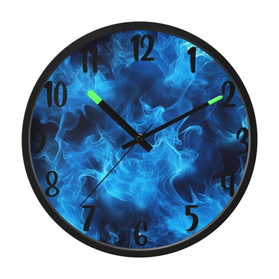 RMDQTR 12 Inch Sound-Activated LED Night Light Wall Clock Silent Sweep Movement Acrylic Face Battery-Operated for Bedroom/Living Room/School / Blue Smoke