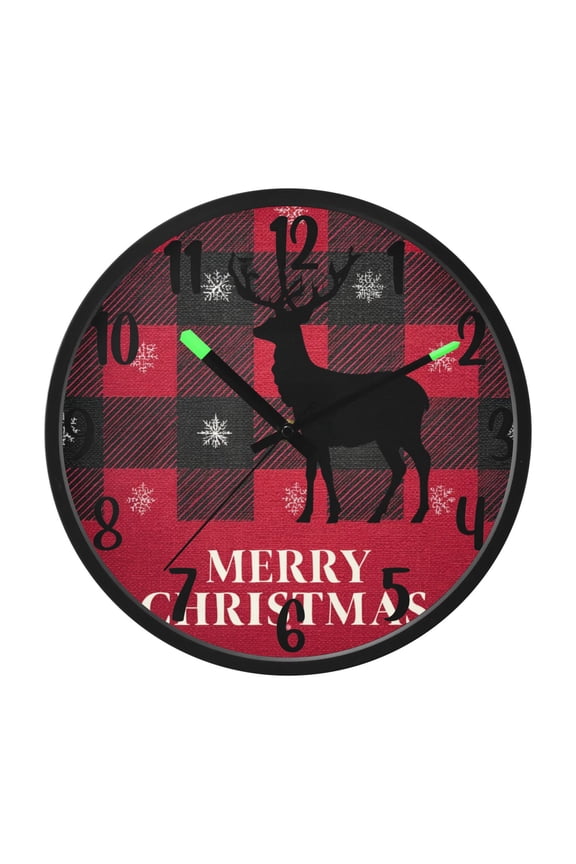 12 Inch Sound-Activated LED Night Light Wall Clock Silent Sweep Movement Acrylic Face Battery-Operated for Bedroom/Living Room/School / Christmas Reindeer T-shirt Design