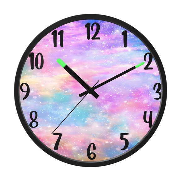 RMDQTR 12 Inch Sound-Activated LED Night Light Wall Clock Silent Sweep Movement Acrylic Face Battery-Operated for Bedroom/Living Room/School / Color Dreamy Sky