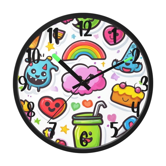 RMDQTR 12 Inch Sound-Activated LED Night Light Wall Clock Silent Sweep Movement Acrylic Face Battery-Operated for Bedroom/Living Room/School / Colorful Rainbow