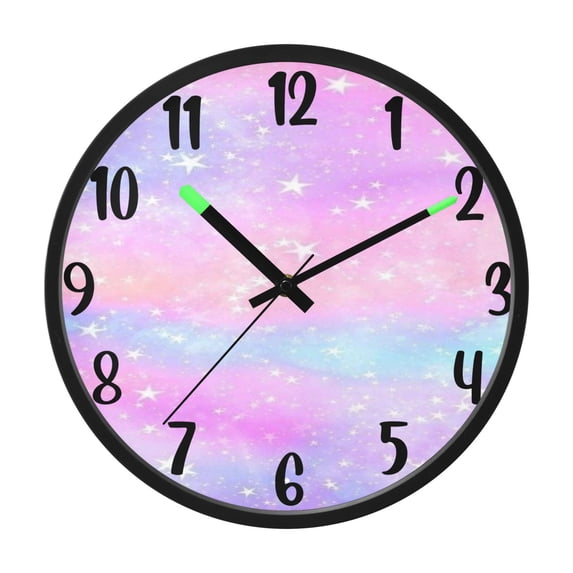 RMDQTR 12 Inch Sound-Activated LED Night Light Wall Clock Silent Sweep Movement Acrylic Face Battery-Operated for Bedroom/Living Room/School / Colorful Shining Star