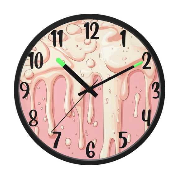 RMDQTR 12 Inch Sound-Activated LED Night Light Wall Clock Silent Sweep Movement Acrylic Face Battery-Operated for Bedroom/Living Room/School / Creamy Dripping Pattern