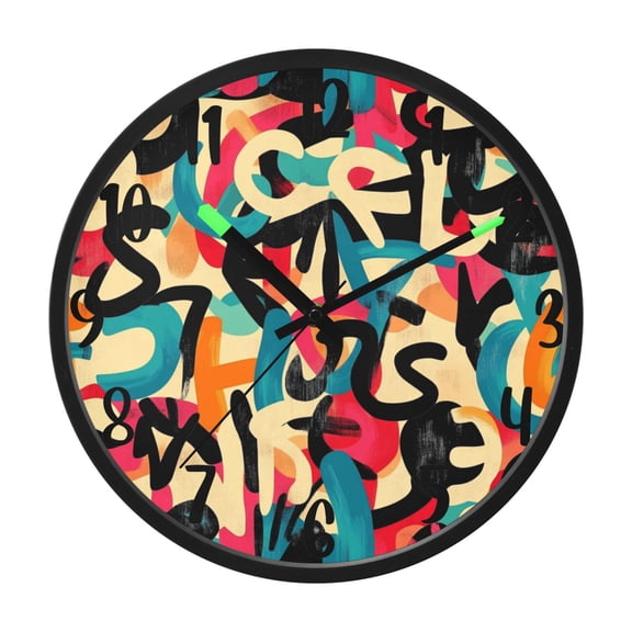 RMDQTR 12 Inch Sound-Activated LED Night Light Wall Clock Silent Sweep Movement Acrylic Face Battery-Operated for Bedroom/Living Room/School / Creative Alphabet