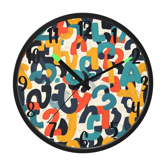 RMDQTR 12 Inch Sound-Activated LED Night Light Wall Clock Silent Sweep Movement Acrylic Face Battery-Operated for Bedroom/Living Room/School / Creative Numeric Alphabet