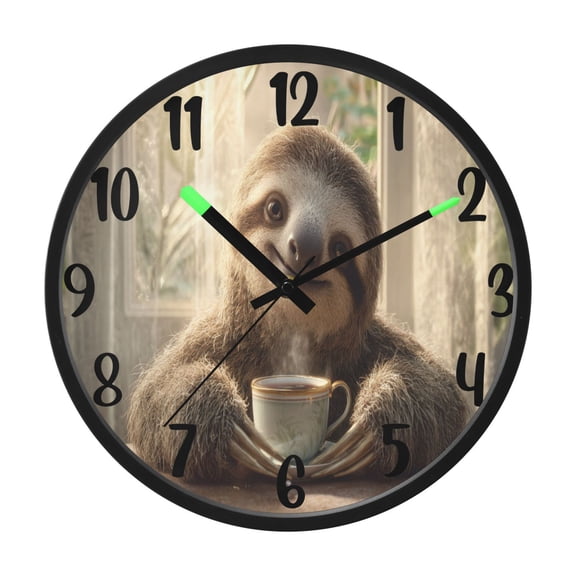 RMDQTR 12 Inch Sound-Activated LED Night Light Wall Clock Silent Sweep Movement Acrylic Face Battery-Operated for Bedroom/Living Room/School / Cute Sloth